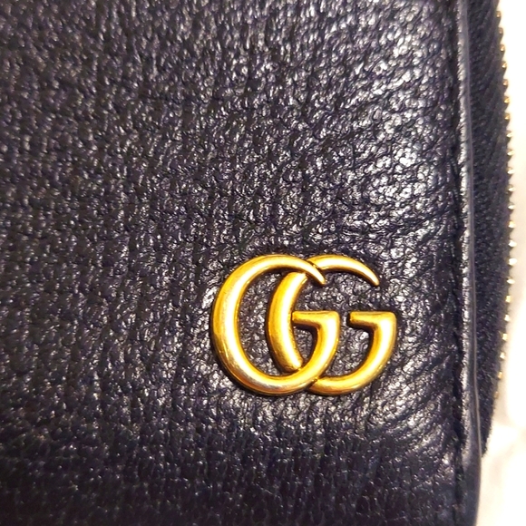 Gucci Marmont GG Zip Around Long Leather Zippy Wallet Black Gold - Picture 3 of 10
